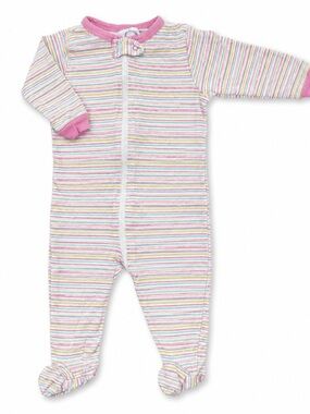Gerber Pink and White Multi-Stripe Footed One-Piece